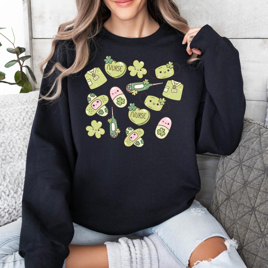 St. Patrick's Day Nurse RN Crewneck Sweatshirt | Custom Nurse Gift