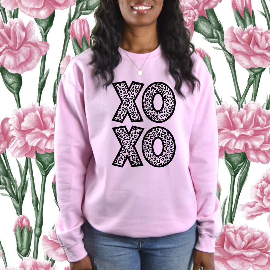 XOXO Leopard Print Crewneck Sweatshirt
