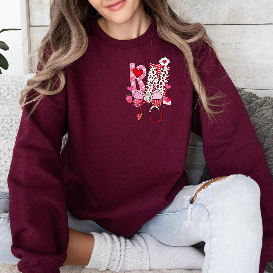 Valentine's Day Nurse Crewneck Sweatshirt – Personalized Colors