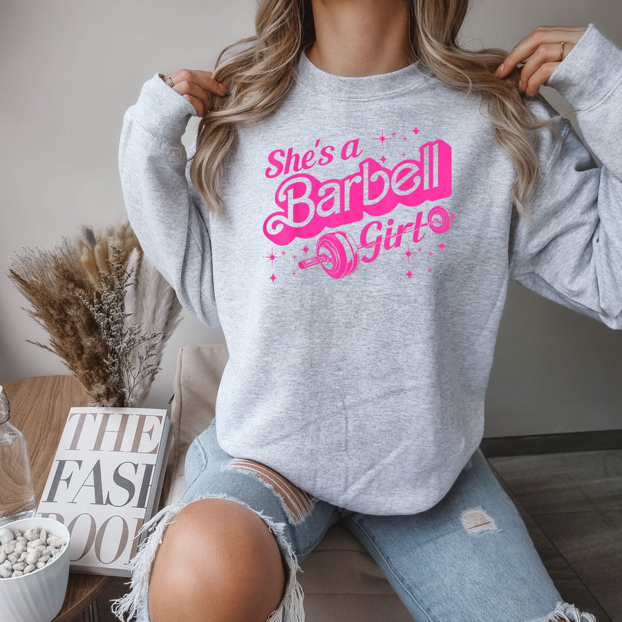 She's a Barbell Girl Crewneck Sweatshirt | Gym & Weightlifting
