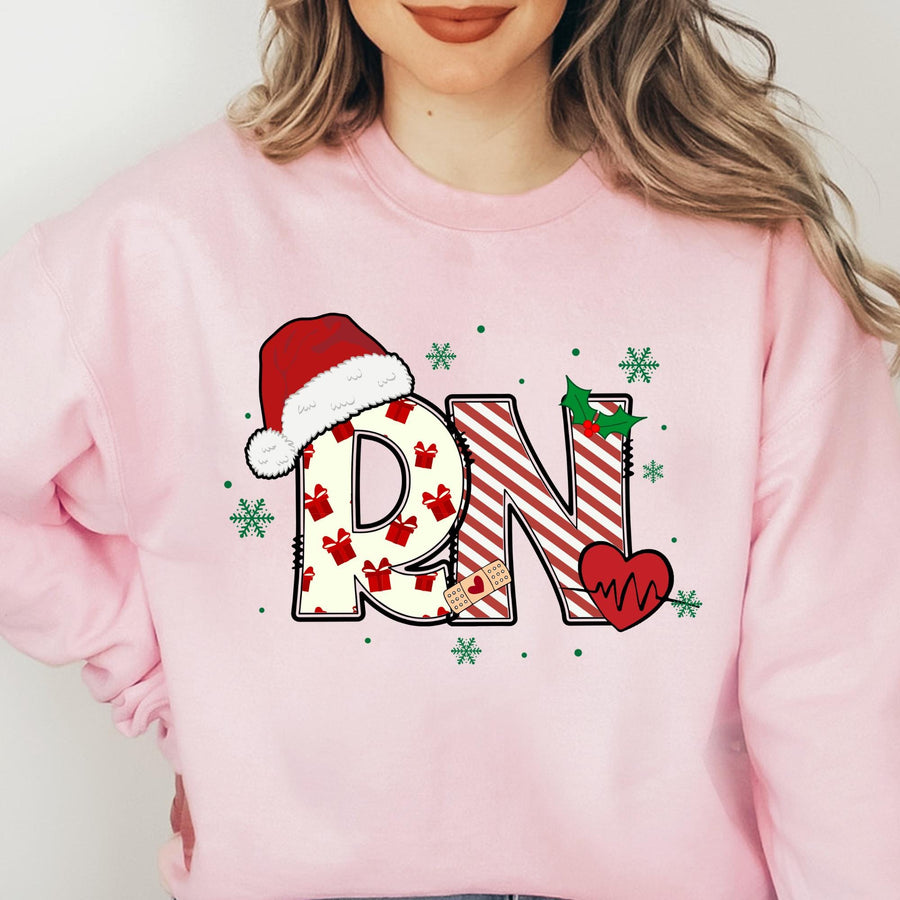 Christmas Nurse Crewneck Sweatshirt – Personalized Holiday Gift for Nurses
