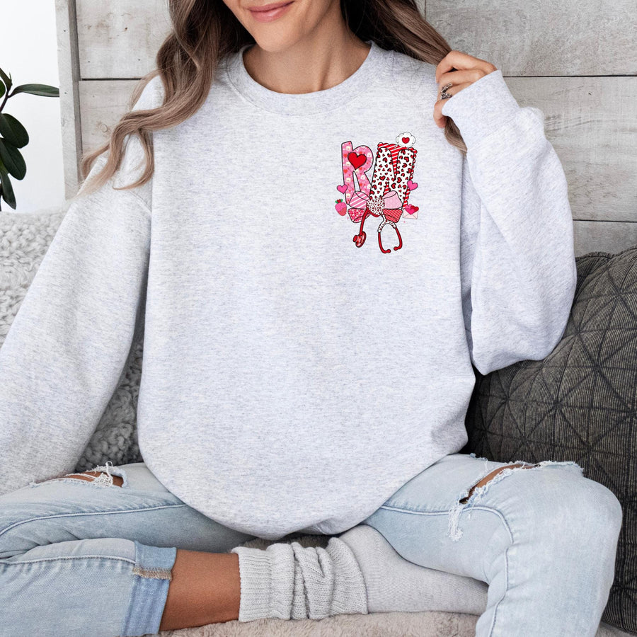 Valentine's Day Nurse Crewneck Sweatshirt – Personalized Colors