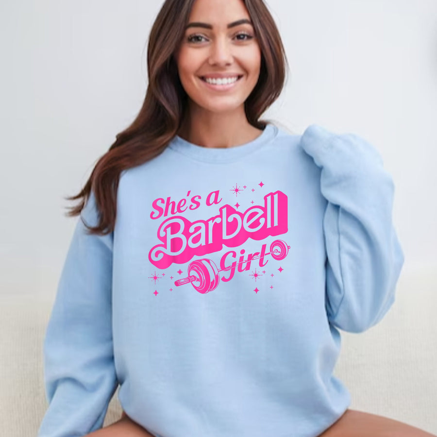She's a Barbell Girl Crewneck Sweatshirt | Gym & Weightlifting