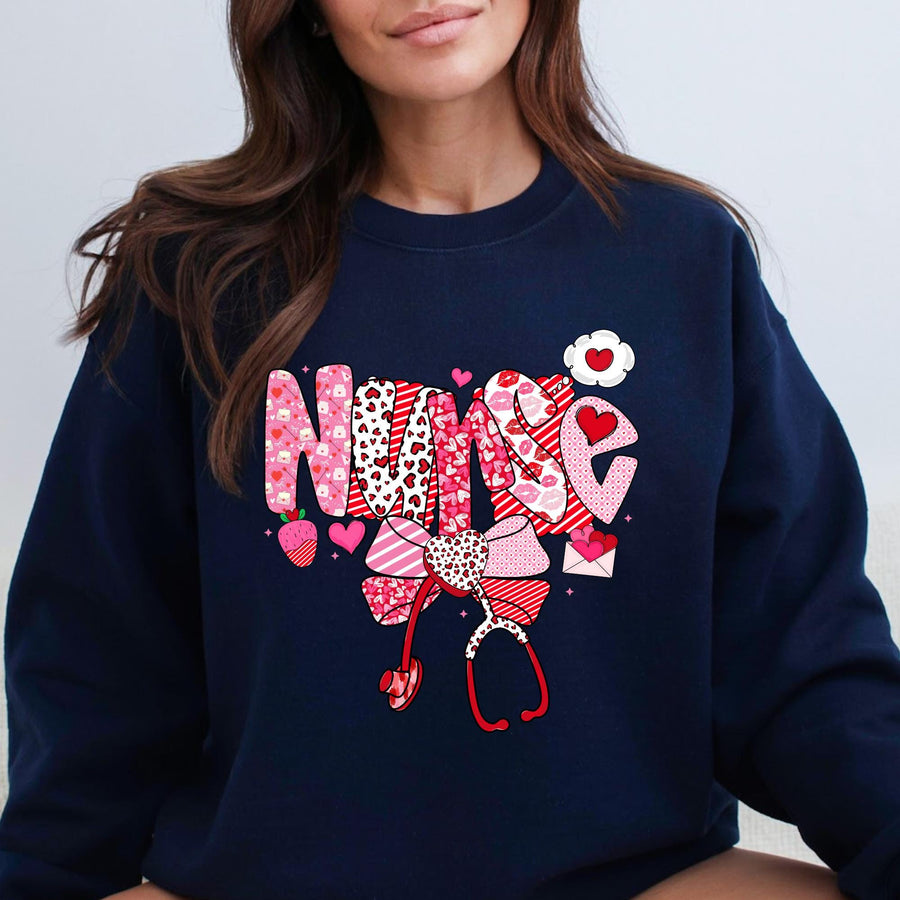 Valentine's Day Nurse RN Crewneck Sweatshirt – Gift for Registered Nurses