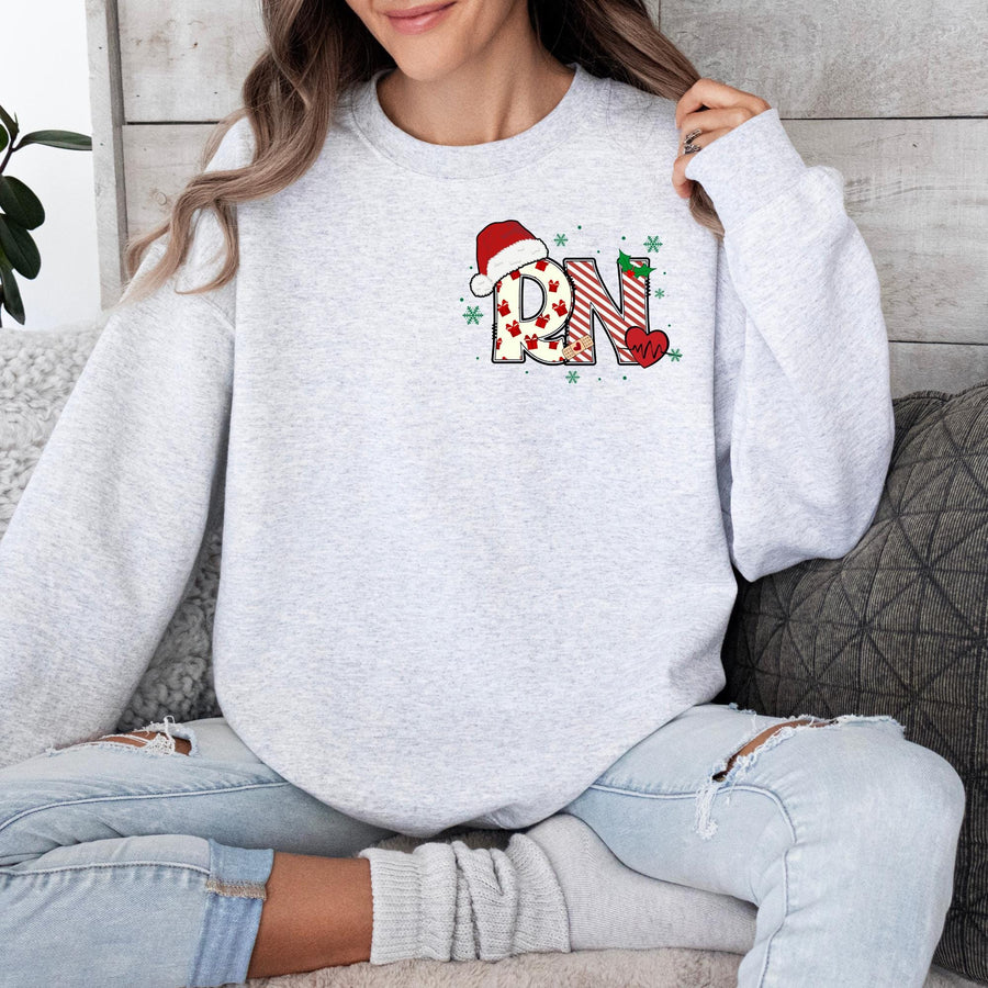 Christmas Nurse Crewneck Sweatshirt – Personalized Holiday Gift for Nurses