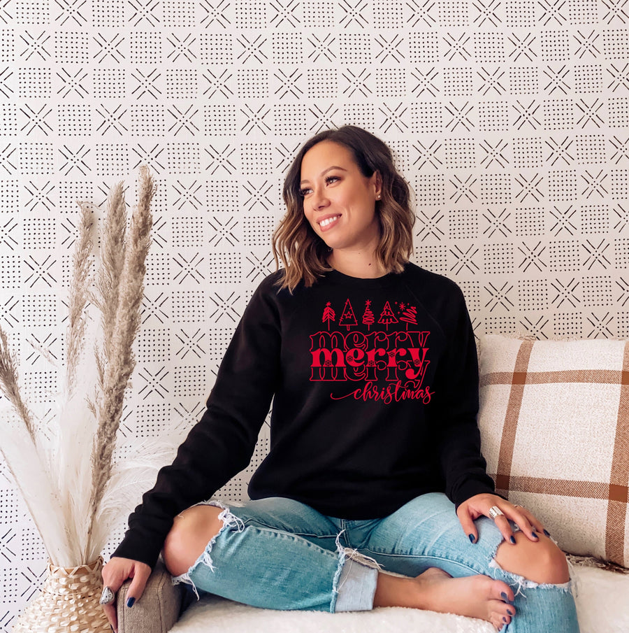 Merry Christmas Crewneck Sweatshirt | Holiday Graphic Sweatshirt Gift