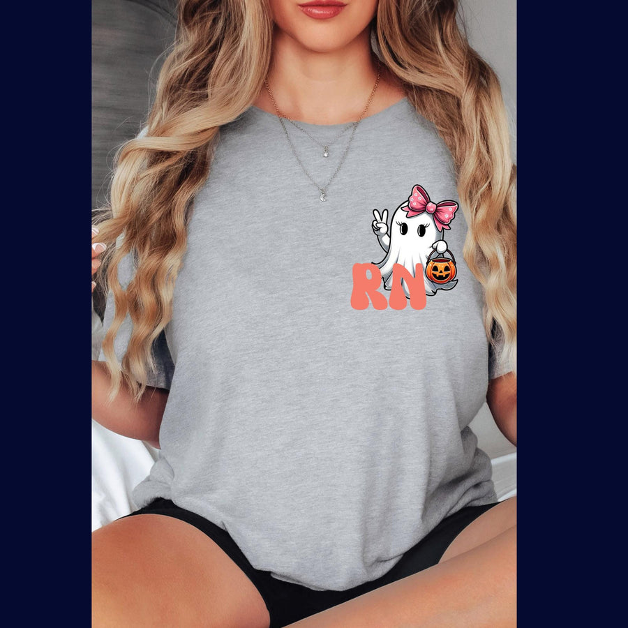 RN Halloween Pocket Design T-Shirt | Registered Nurse Personalized Shirt