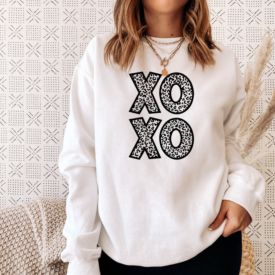 XOXO Leopard Print Crewneck Sweatshirt
