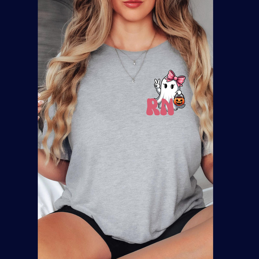 RN Halloween Pocket Design T-Shirt | Registered Nurse Personalized Shirt