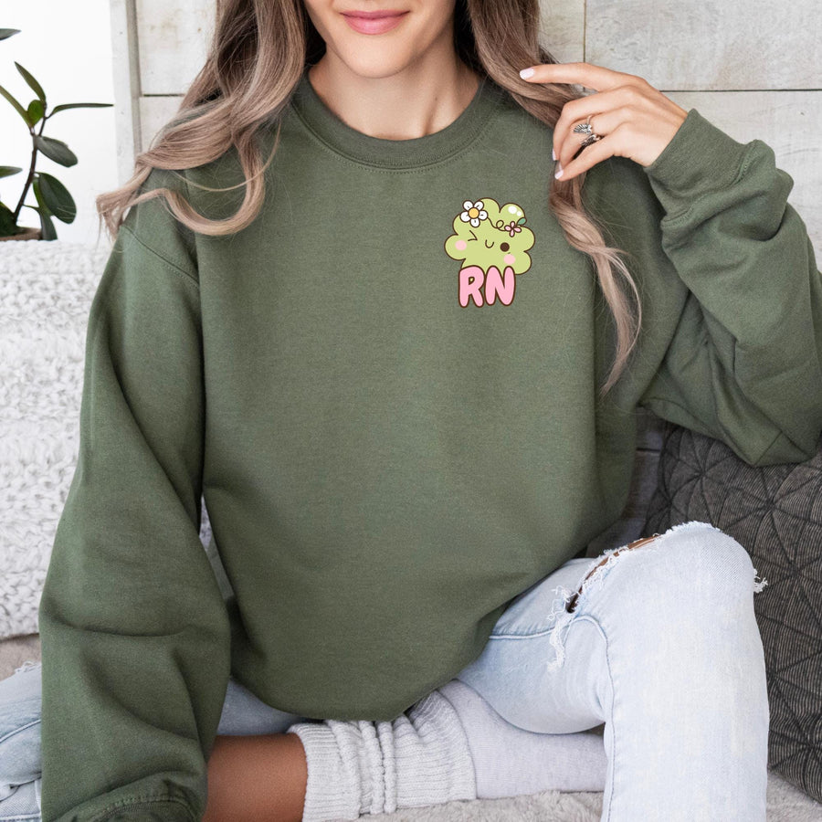 RN Nurse St. Patrick's Day Clover Crewneck Sweatshirt