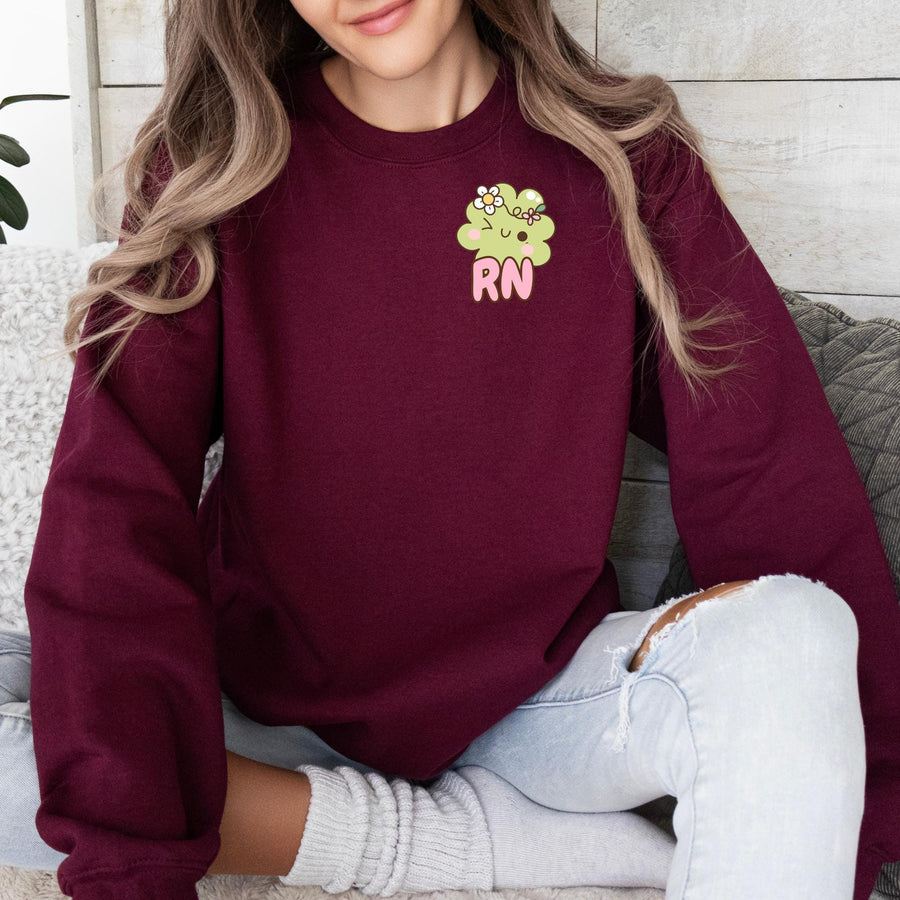 RN Nurse St. Patrick's Day Clover Crewneck Sweatshirt