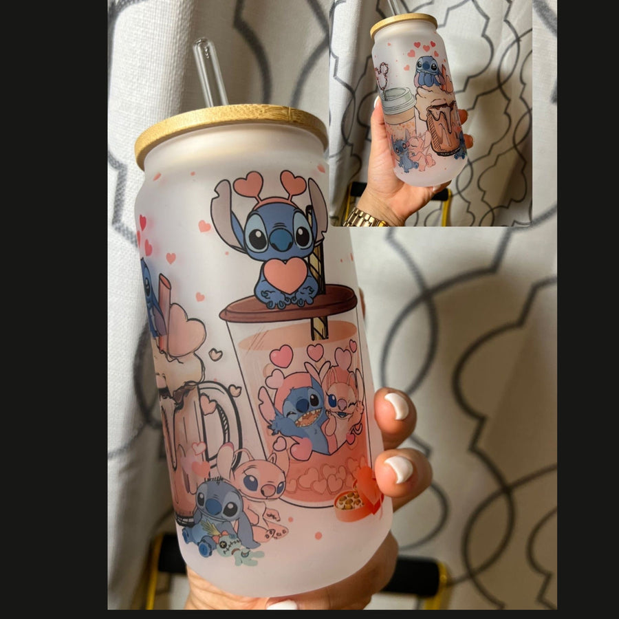 Custom Frosted Glass Can Cup | 16oz with Plastic Straw