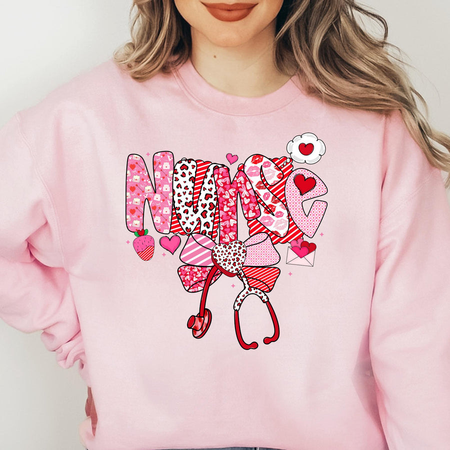 Valentine's Day Nurse RN Crewneck Sweatshirt – Gift for Registered Nurses