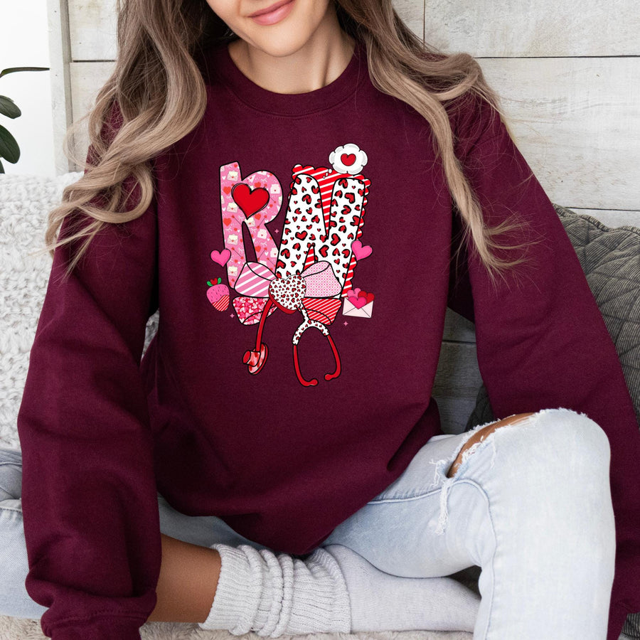 Valentine's Day Nurse Crewneck Sweatshirt – Personalized Colors