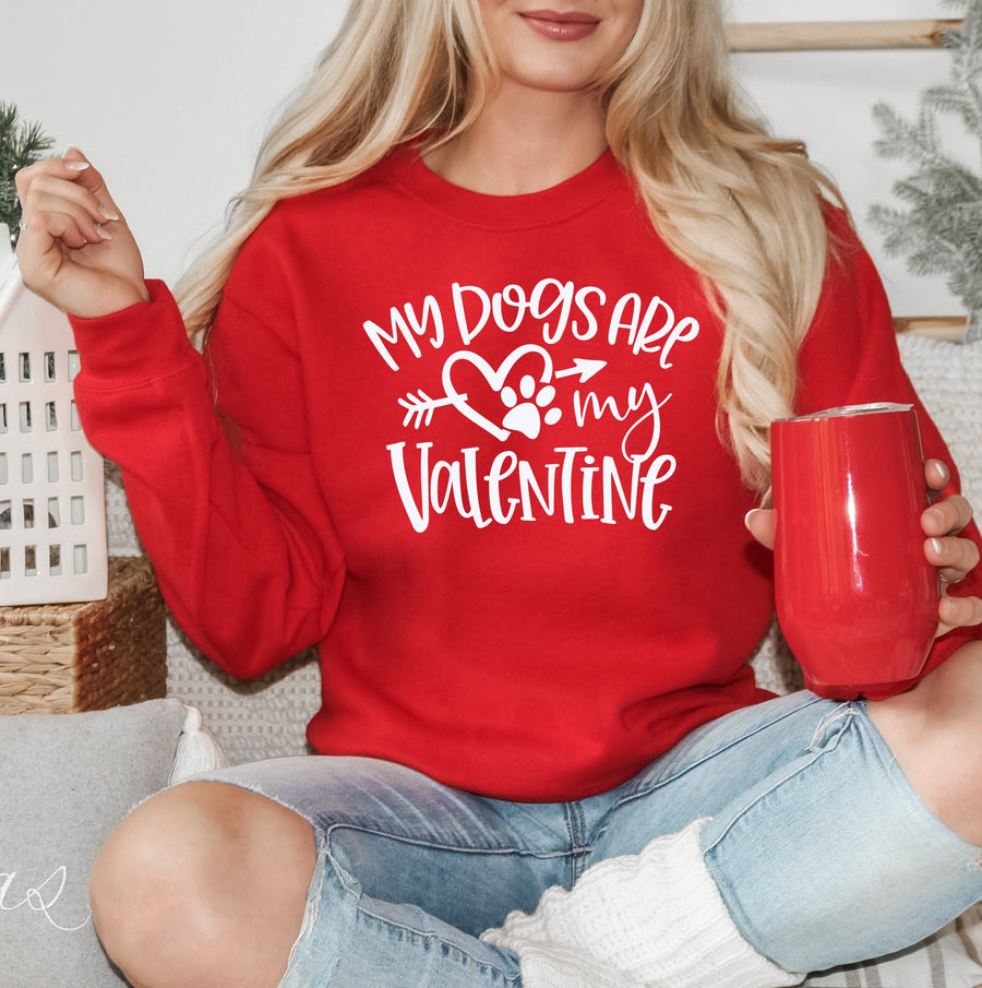 My Dog is My Valentine Crewneck Sweatshirt | Dog Lover Gift