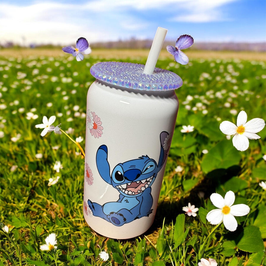 Flowers & Rhinestone Lid 16oz Tumbler