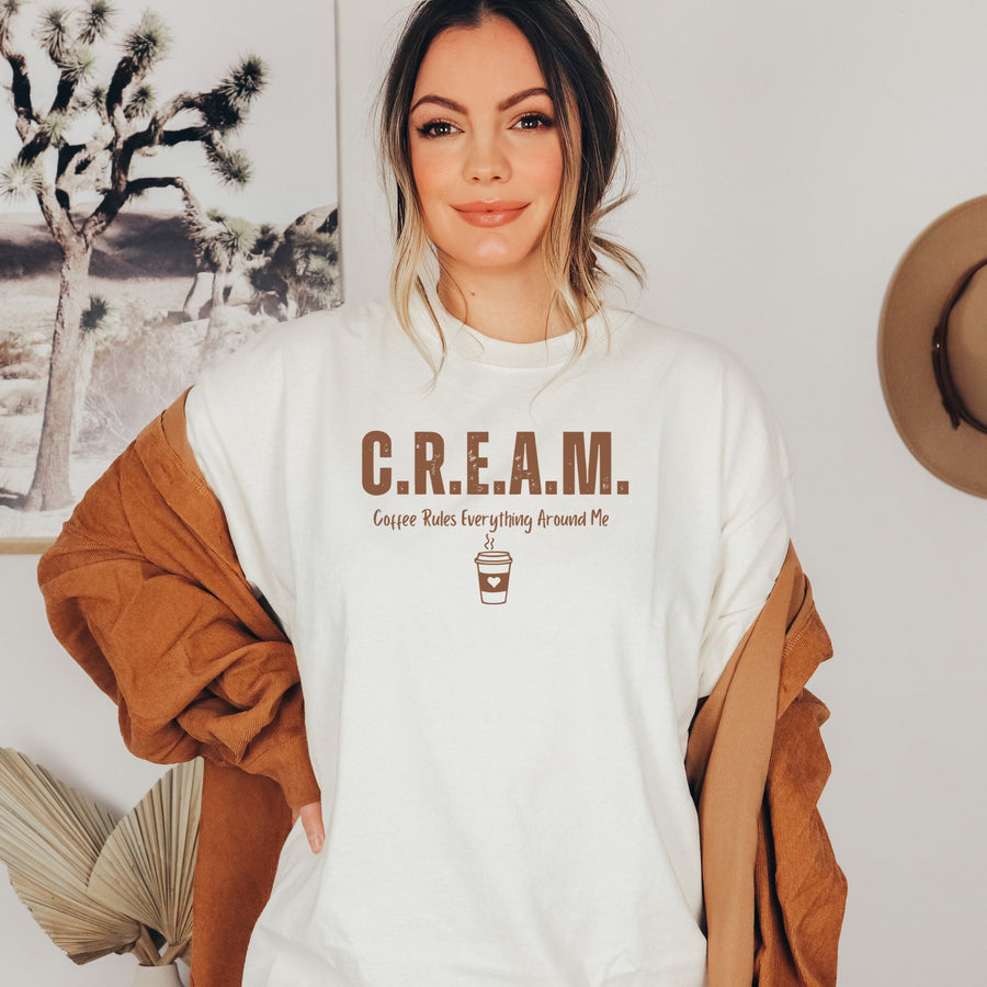 Cream & Coffee Custom T-Shirt | Aesthetic Coffee Lover Graphic Tee