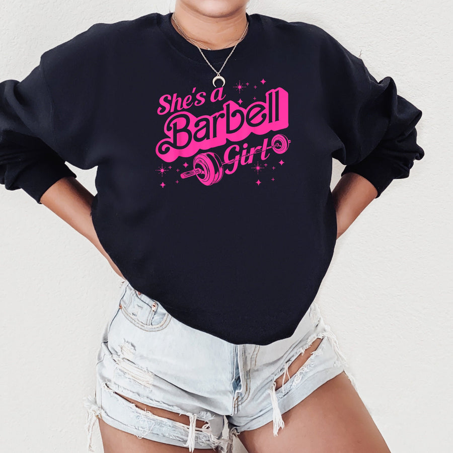 She's a Barbell Girl Crewneck Sweatshirt | Gym & Weightlifting
