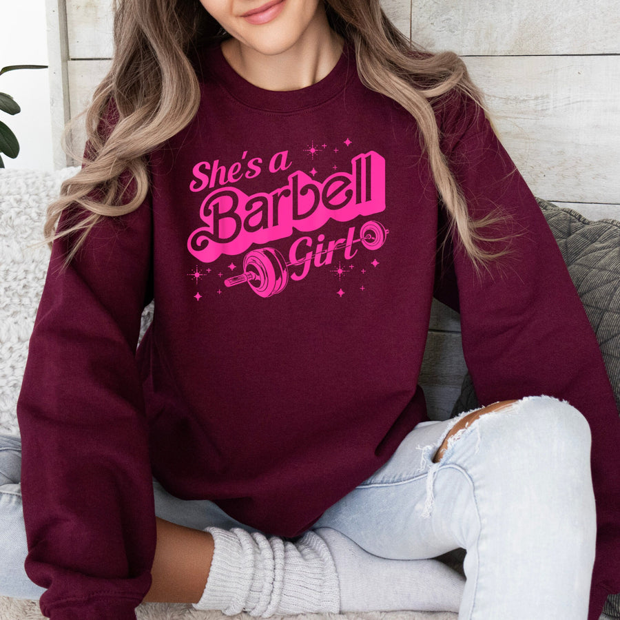 She's a Barbell Girl Crewneck Sweatshirt | Gym & Weightlifting