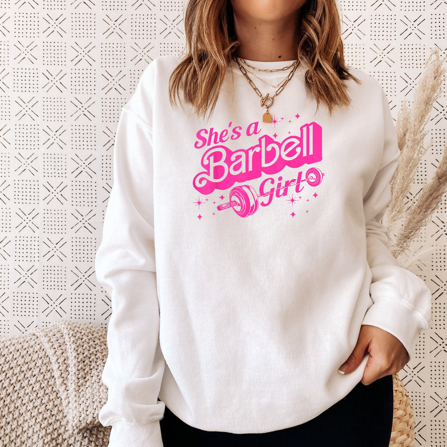 She's a Barbell Girl Crewneck Sweatshirt | Gym & Weightlifting