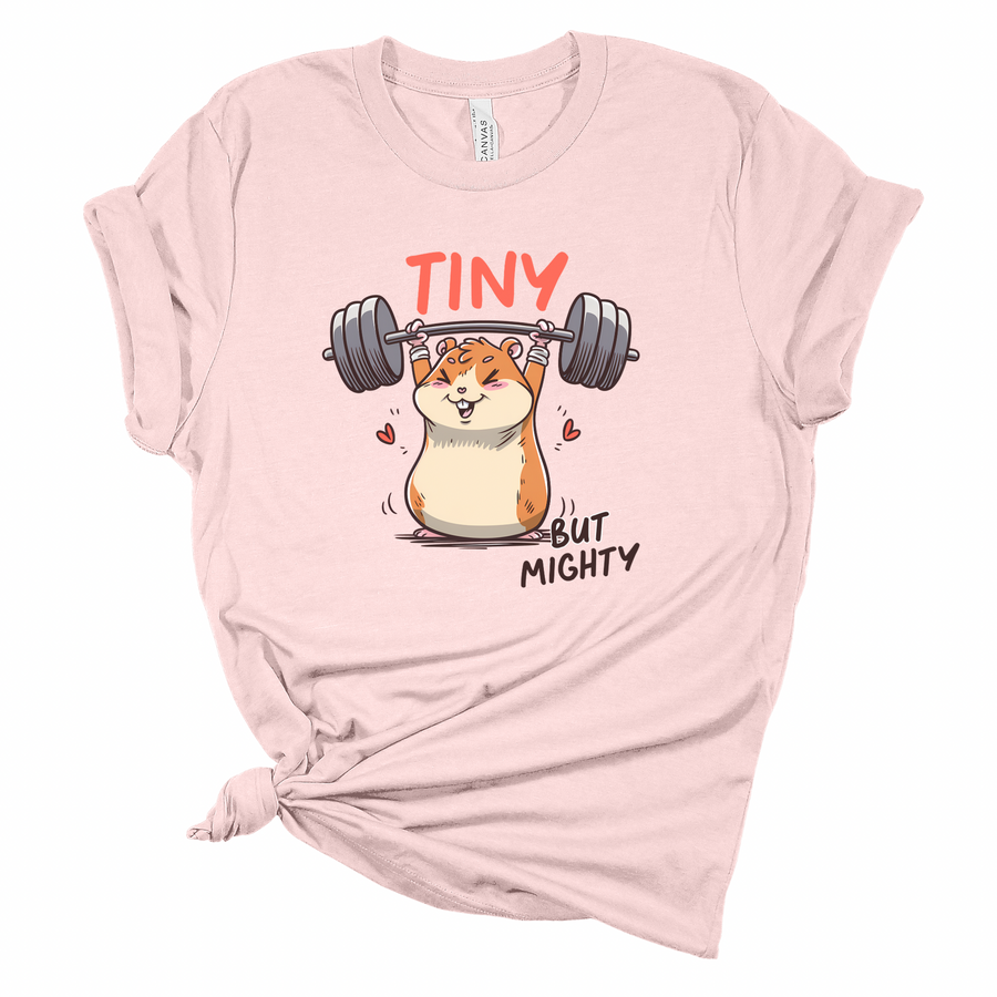 Tiny But Mighty Hamster Weightlifting T-Shirt | Funny Gym Tee