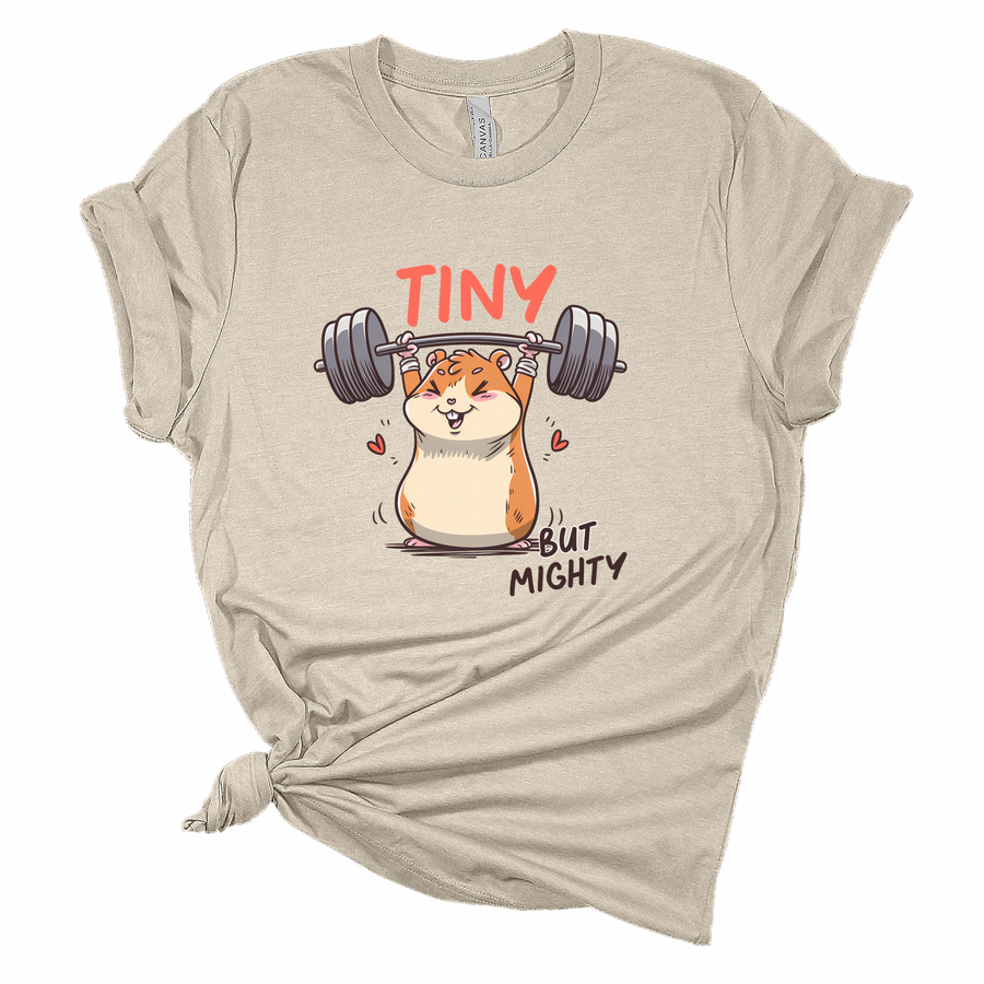 Tiny But Mighty Hamster Weightlifting T-Shirt | Funny Gym Tee
