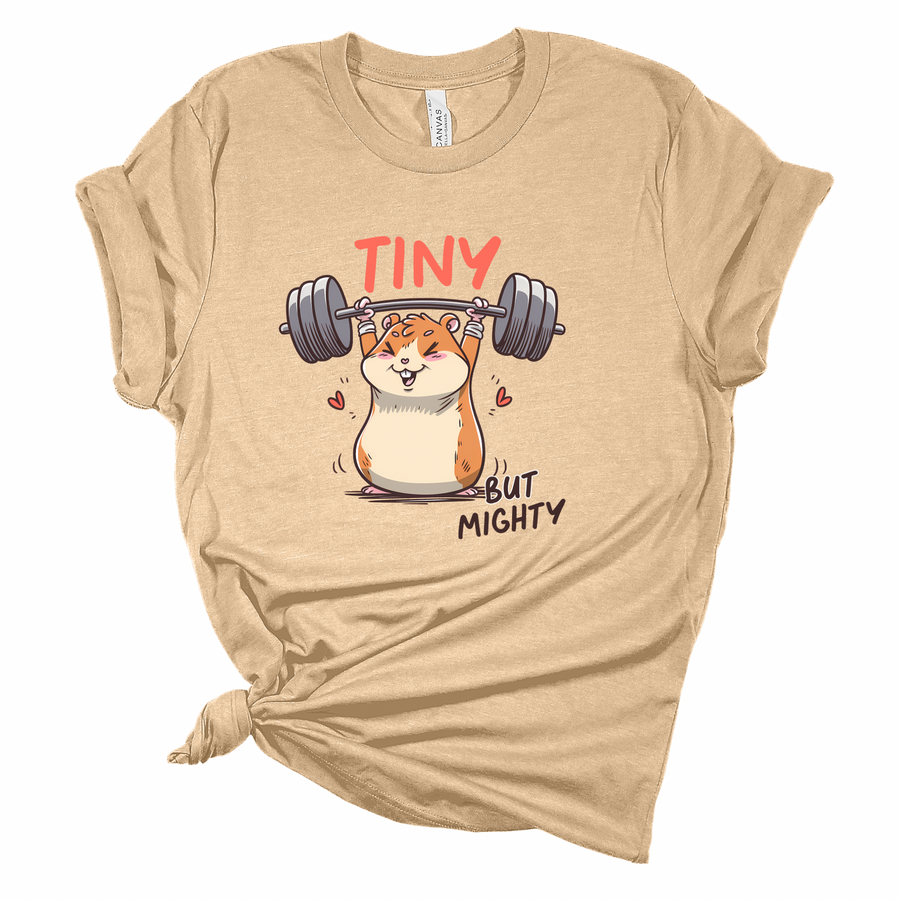 Tiny But Mighty Hamster Weightlifting T-Shirt | Funny Gym Tee