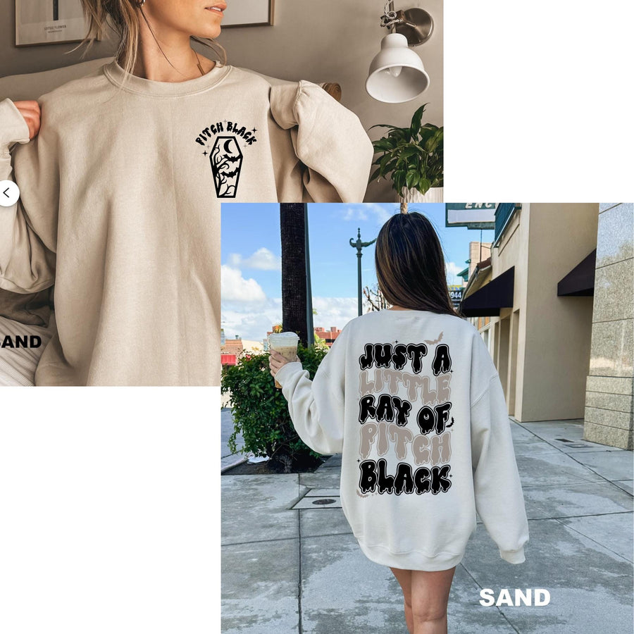 Pitch Black Halloween Sweatshirt Front/Back