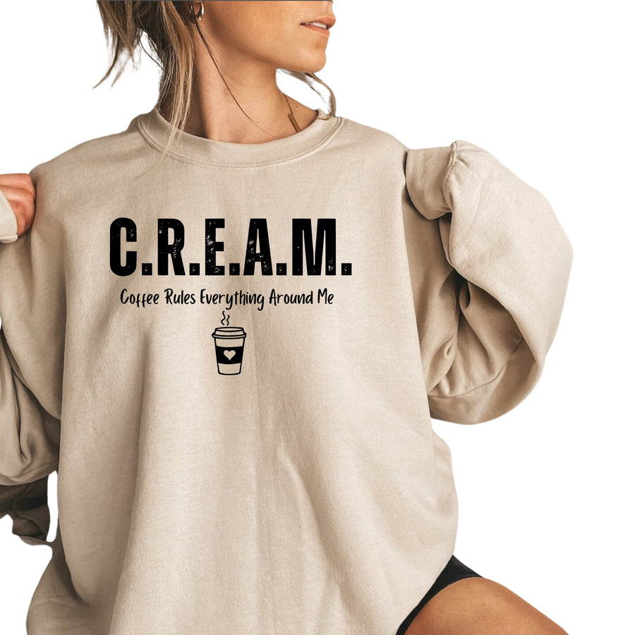 Cream & Coffee Custom Crewneck Sweatshirt | Aesthetic Coffee Lover Gift