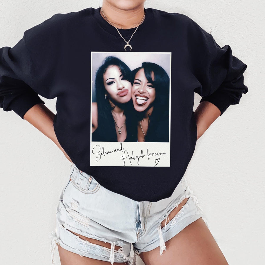Selena & Aaliyah Custom Crewneck Sweatshirt | Music Legend Graphic Sweatshirt