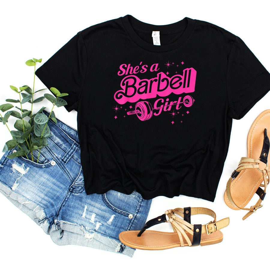 She's a Barbell Girl Crop Top | CrossFit & Weightlifting Gym Shirt