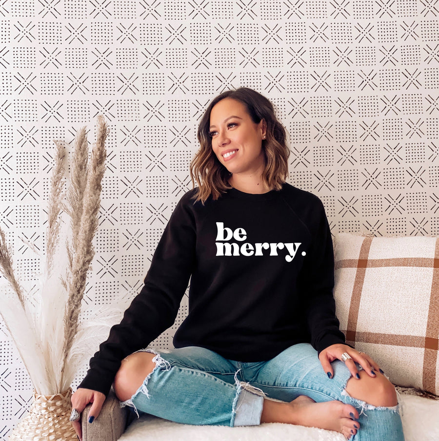 Be Merry Christmas Crewneck Sweatshirt | Festive Holiday Graphic Sweatshirt