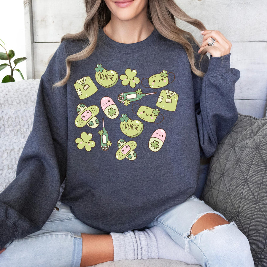 St. Patrick's Day Nurse RN Crewneck Sweatshirt | Custom Nurse Gift