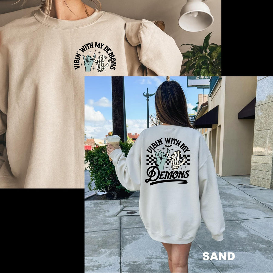 Pitch Black Halloween Crewneck Sweatshirt (Front & Back)