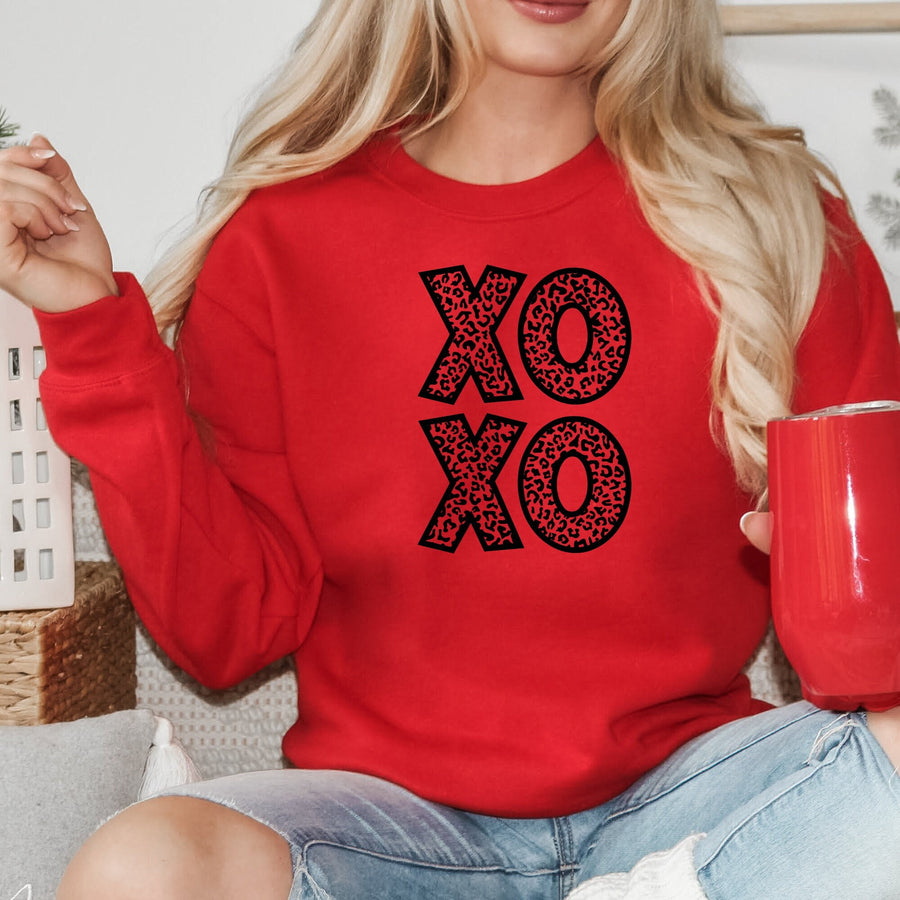 XOXO Leopard Print Crewneck Sweatshirt