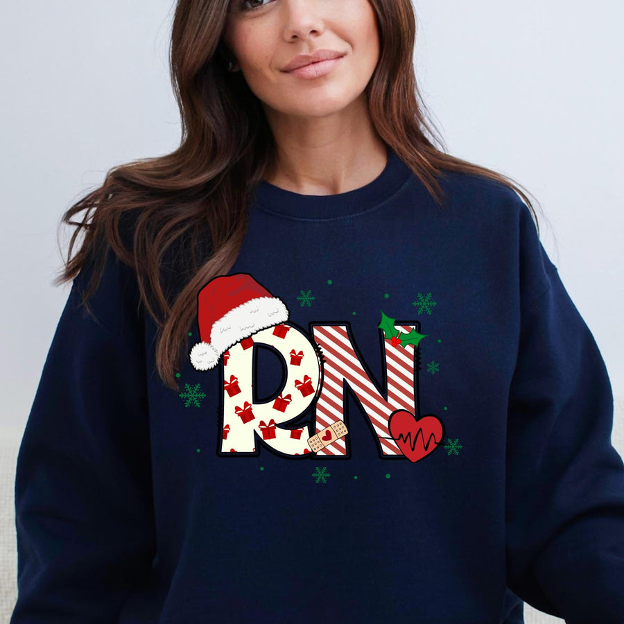 Christmas Nurse Crewneck Sweatshirt – Personalized Holiday Gift for Nurses
