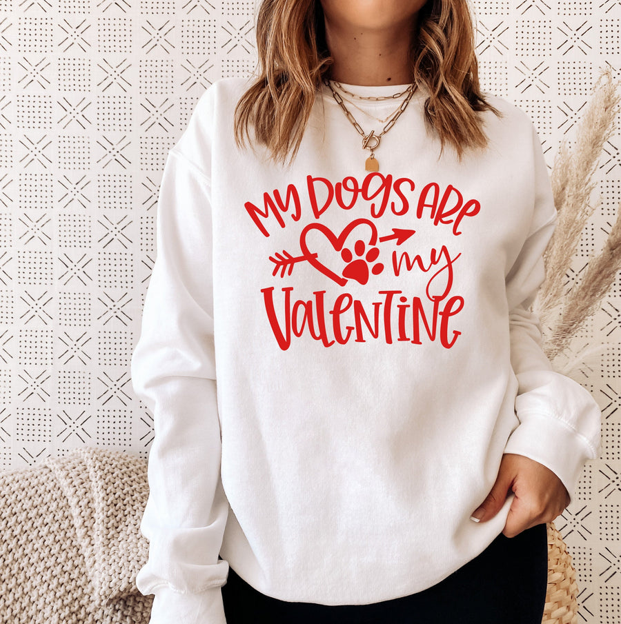 My Dog is My Valentine Crewneck Sweatshirt | Dog Lover Gift