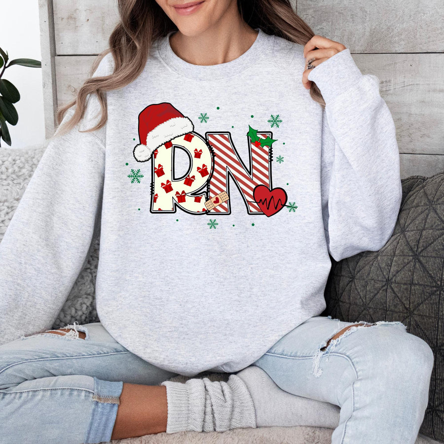 Christmas Nurse Crewneck Sweatshirt – Personalized Holiday Gift for Nurses