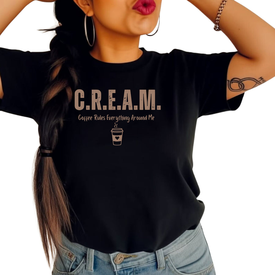 Cream & Coffee Custom T-Shirt | Aesthetic Coffee Lover Graphic Tee