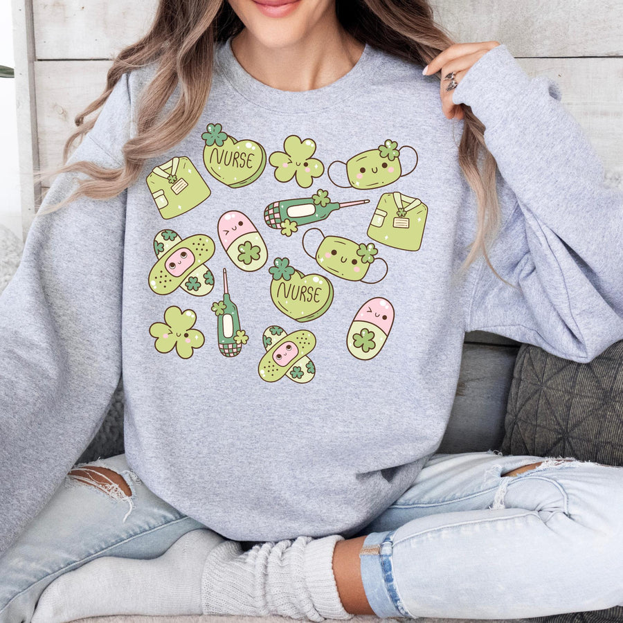 St. Patrick's Day Nurse RN Crewneck Sweatshirt | Custom Nurse Gift