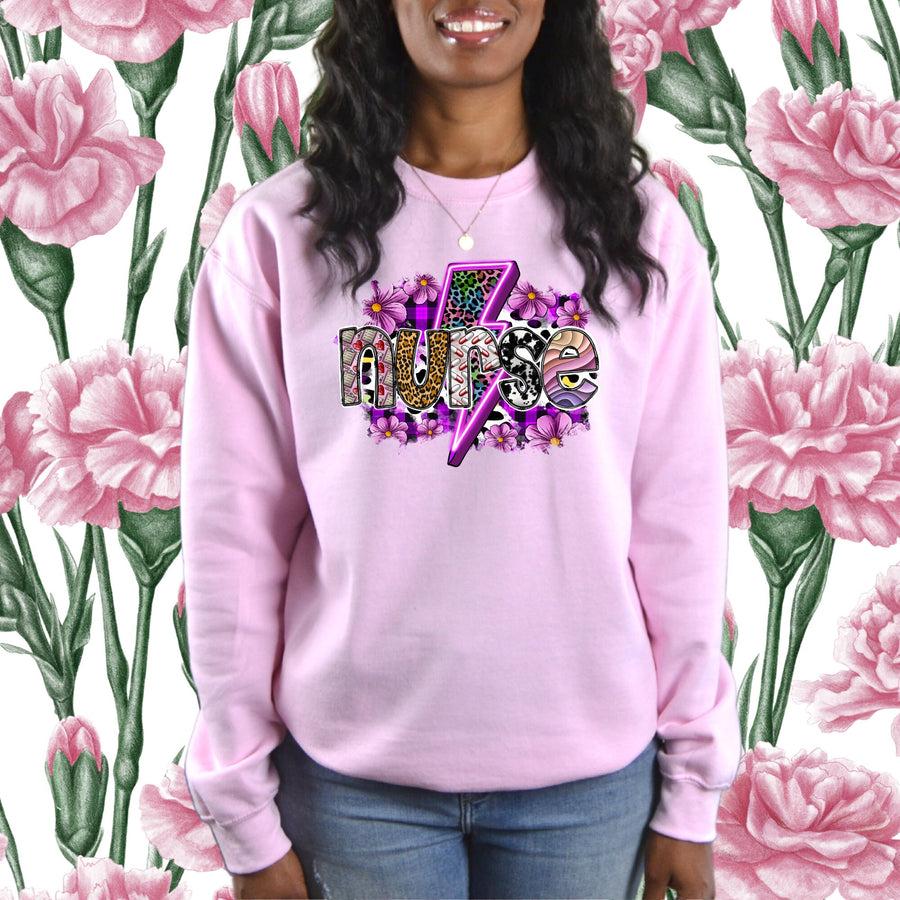 Thunderbolt Nurse Crewneck Sweatshirt | Nursing Life Graphic Sweatshirt
