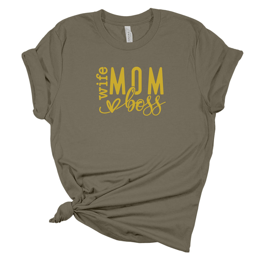 Wife Mom Boss Personalized T-Shirt | Multiple Colors